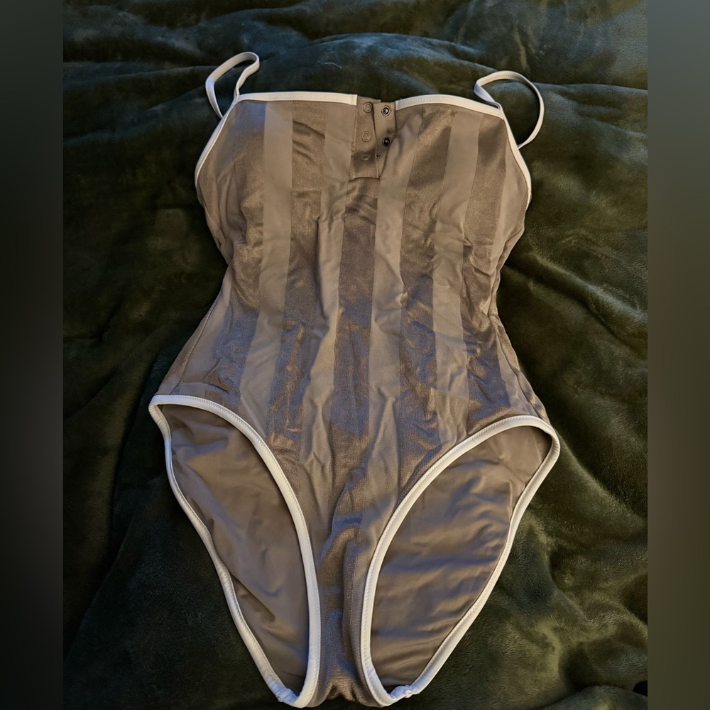 Aerie Tan Striped One Piece Swimsuit